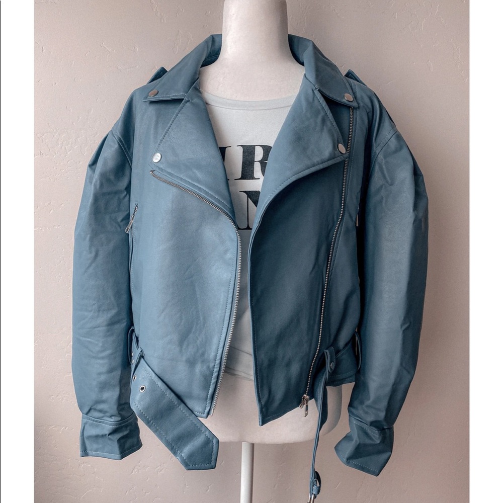 Ballon Sleeve Biker Jacket